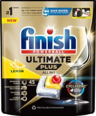 Finish Ultimate Plus All in 1 kapsule za pranje posuđa, limun, 45 komada