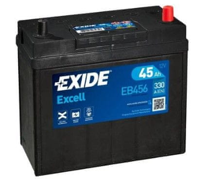 Exide Excell EB456 baterija, 45 Ah, uski terminali, D+, 330 A(EN), 237 x 127 x 227 mm