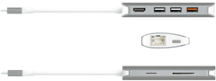 J5CREATE Multi adapter, 9 u 1, USB-C, srebrno bijela (JCD383)