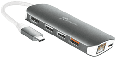 J5CREATE Multi adapter, 9 u 1, USB-C, srebrno bijela (JCD383)