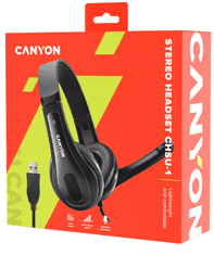Canyon CHSU-1 slušalice, s mikrofonom, USB, 2m, crna (CNS-CHSU1B)