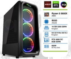 PCplus Gamer stolno računalo, R5 5600X, 16GB, 500GB, RTX4060, DOS (145009)