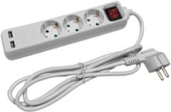 ENTAC produžni kabel 1,5 m, 3 utičnice, 2xUSB, sa prekidačem