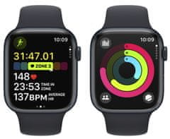 Apple Watch Series 9 Smartwatch, GPS, 45 mm, aluminijsko kućište, sportski remen M/L, Midnight (MR9A3QH/A)