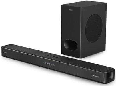 soundbar Majority Sierra Plus Bluetooth aux i HDMI usb priključak bežični subwoofer modovi glazba filmovi dijalozi dinamički ekvilajzer