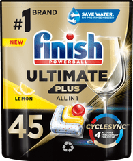 Finish Ultimate Plus All in 1 kapsule za pranje posuđa, limun, 45 komada