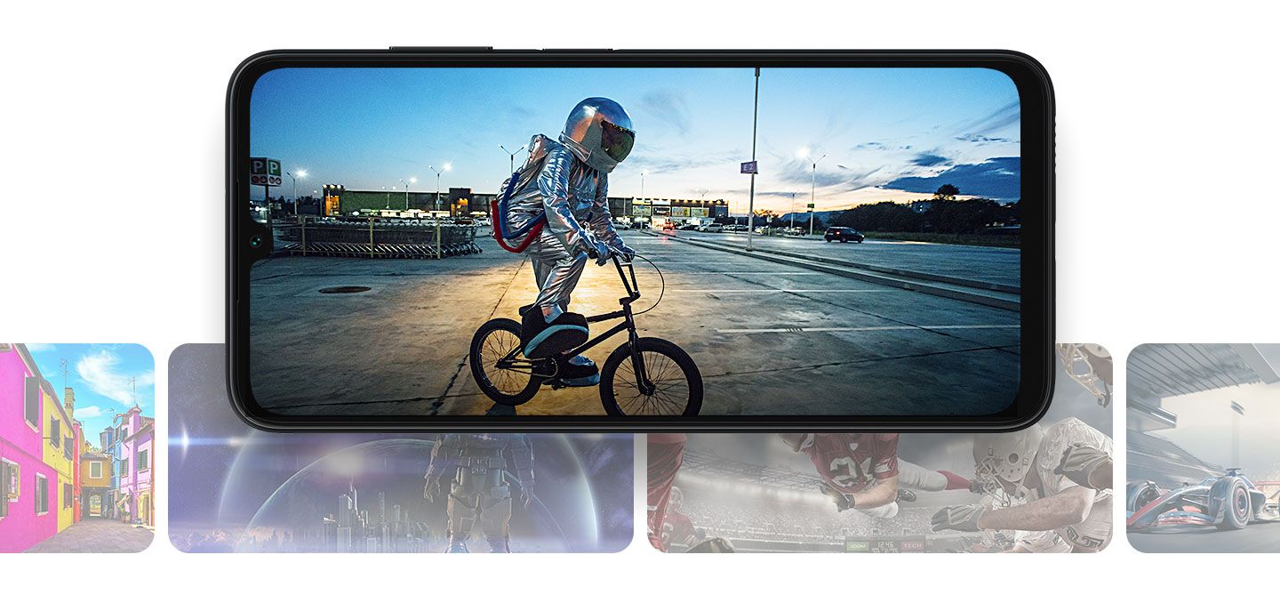 Samsung Galaxy A05s pametni telefon 6.7-inčni LCD zaslon 90 Hz osvježavanje stabilizacija slike tri kamere LTE veza 3.5 mm priključak za slušalice brzo punjenje bočni čitač otiska prsta