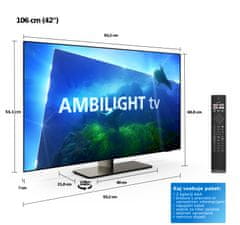 Philips 42OLED818/12 4K UHD OLED televizor, AMBILIGHT tv, Google TV, 120 Hz - otvorena ambalaža