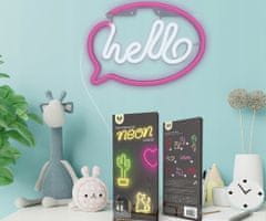 Forever Hello Neon LED svjetlo, ukrasno, USB/3x AA baterije, on/off prekidač, rozo-bijela