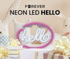 Forever Hello Neon LED svjetlo, ukrasno, USB/3x AA baterije, on/off prekidač, rozo-bijela