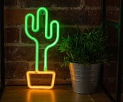 Forever Cactus Neon LED svjetlo, ukrasno, USB/3x AA, on/off prekidač, zeleno-narančasta