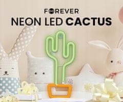 Forever Cactus Neon LED svjetlo, ukrasno, USB/3x AA, on/off prekidač, zeleno-narančasta