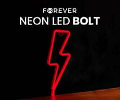 Forever Bolt Neon LED svjetlo, ukrasno, USB/3x AA, on/off prekidač, crvena