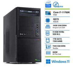 PCplus Stolno računalo T600, i7-11700K, 16GB, SSD512GB+HDD1TB, T400, W11P, miš, tipkovnica (143404)