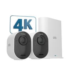 Arlo Ultra 2 vanjske sigurnosne kamere 2 komada, s baznom stanicom, bijela (VMS5240-200EUS)