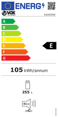 VOX electronics KS 2830 SE samostojeći hladnjak, srebrna