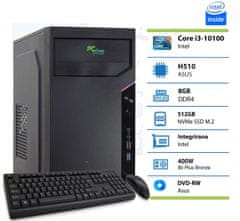 PCplus e-Office stolno računalo, i3-10100, 8GB, SSD512GB, DOS + tipkovnica, miš (145597)