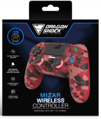 DragonShock Mizar gamepad, bežični, PS4, PC, crvena