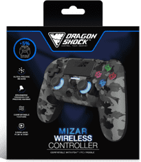 DragonShock Mizar gamepad, bežični, PS4, PC, siva