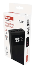 EMOS BETAQ 20 powerbank, 20 000 mAh, 22,5 W, črn