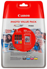 Canon CLI-551 komplet, cijan xl, magenta xl, žuta xl, crna xl i foto papir pp-201 (6443B008AA)