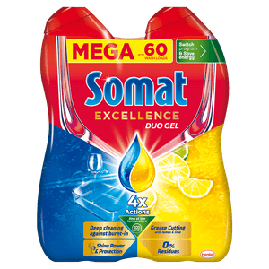  Somat Excellence Duo gel za pranje posuđa, limun, 60 pranja