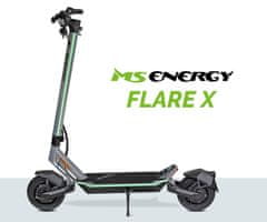 MS ENERGY Flare X električni romobil, 25,4 cm, 2 x 800 W, do 70 km, 52V 18Ah, srebrno-crna