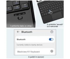 Blackview K2 bežična tipkovnica, Bluetooth, crna