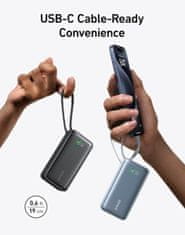 Anker 545 Nano powerbank, ugrađeni kabel USB-C, 10000 mAh, crni (A1259G11)