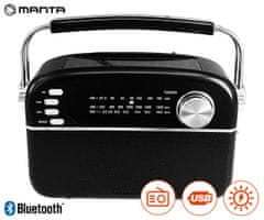 Manta RDI918B SOLAR radio prijemnik, FM/AW/SW, Bluetooth, USB/AUX-in/microSD