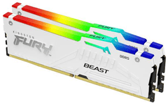 Kingston 6000 FURY Beast RAM memorija, RGB XMP, DDR5, 2x32GB, CL30, XMP, DIMM, bijeli (KF560C30BWAK2-64)