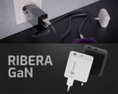 Natec Ribera GaN univerzalni punjač, ​​65 W, USB-A, USB-C, crni