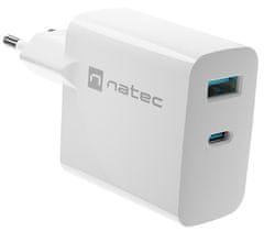 Natec Ribera GaN univerzalni punjač, ​​45 W, USB-A, USB-C, bijela