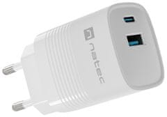 Natec Ribera GaN univerzalni punjač, ​​30 W, USB-A, USB-C, bijela