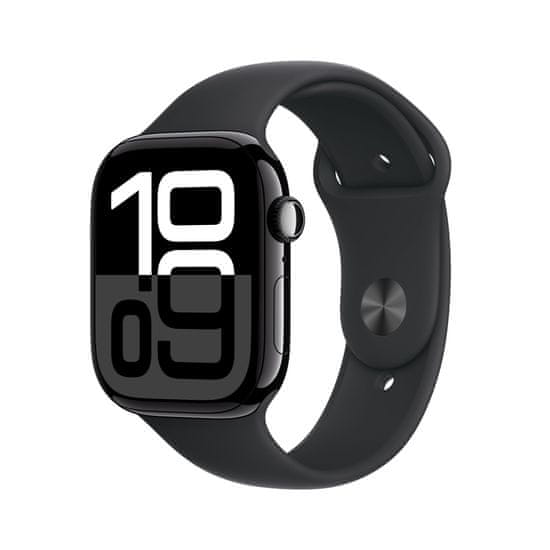 Apple Watch S10 GPS pametna ura, 42mm, črno aluminijasto ohišje s črnim športnim paščkom, S/M (mwwe3qh/a)