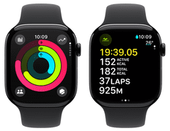 Apple Watch S10 GPS pametna ura, 42mm, črno aluminijasto ohišje s črnim športnim paščkom, S/M (mwwe3qh/a)