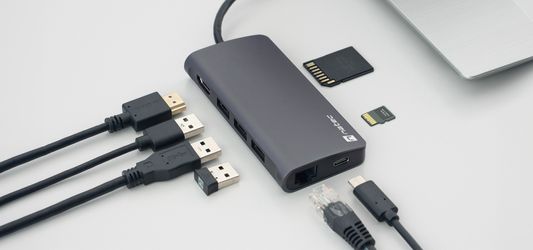 Natec Fowler 2 adapter, USB hub, USB-A, HDMI, USB-C, microSD