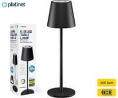 Platinet PTL44RGB bežična LED lampa, 400 lum, 4000mAh, IP44, USB-C, 37x12cm, crna