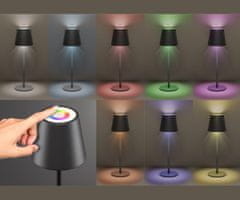 Platinet PTL44RGB bežična LED lampa, 400 lum, 4000mAh, IP44, USB-C, 37x12cm, crna