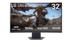 LG 32GS60QC monitor, zakrivljen, 2K, 180 Hz, VA