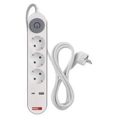 EMOS P1322PD produžetak, 2 m, 3 utičnice, 1 USB-A, 1 USB-C