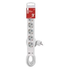 EMOS P1523CU produžetak, 3 m, 5 utičnica, sa prekidačem, 1 USB-A, 1 USB-C