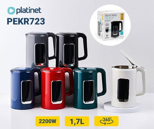 Platinet PEKR723 grelnik vode, 1,7 l, Keep Warm, rdeč + skodelica 