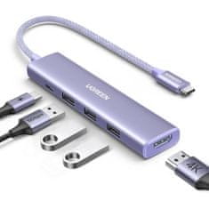 Ugreen Revodok 5u1 Hub adapter, USB-C, ljubičica