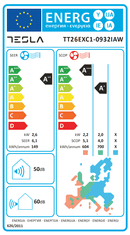 TESLA TT26EXC1-0932IAW zidna klima, bela