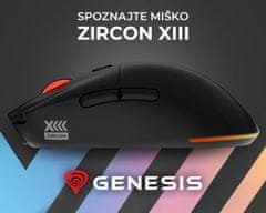 Genesis Zircon XIII bežični miš, gaming, 26,000DPI, 2,4 GHz/USB-C, 7 tipki, baterija, crna