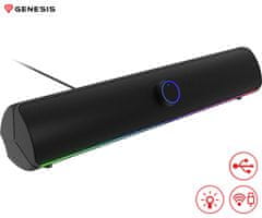 Genesis Helium 312BT računalni zvučnik / soundbar, STEREO, 10W, BT5.2, RGB LED, USB-A