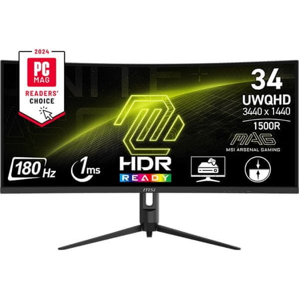 MSI MAG 342CQR E2 gaming monitor, 86,3 cm, UWQHD, VA, ukrivljen