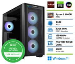 PCplus Igraće stolno računalo, R5 8600G, 32GB, SSD1TB, RTX4060Ti, W11H + Xbox GP (147014)