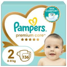 Pampers Pelene Premium Care, veličina 2 (4-8 kg), 136 pelena